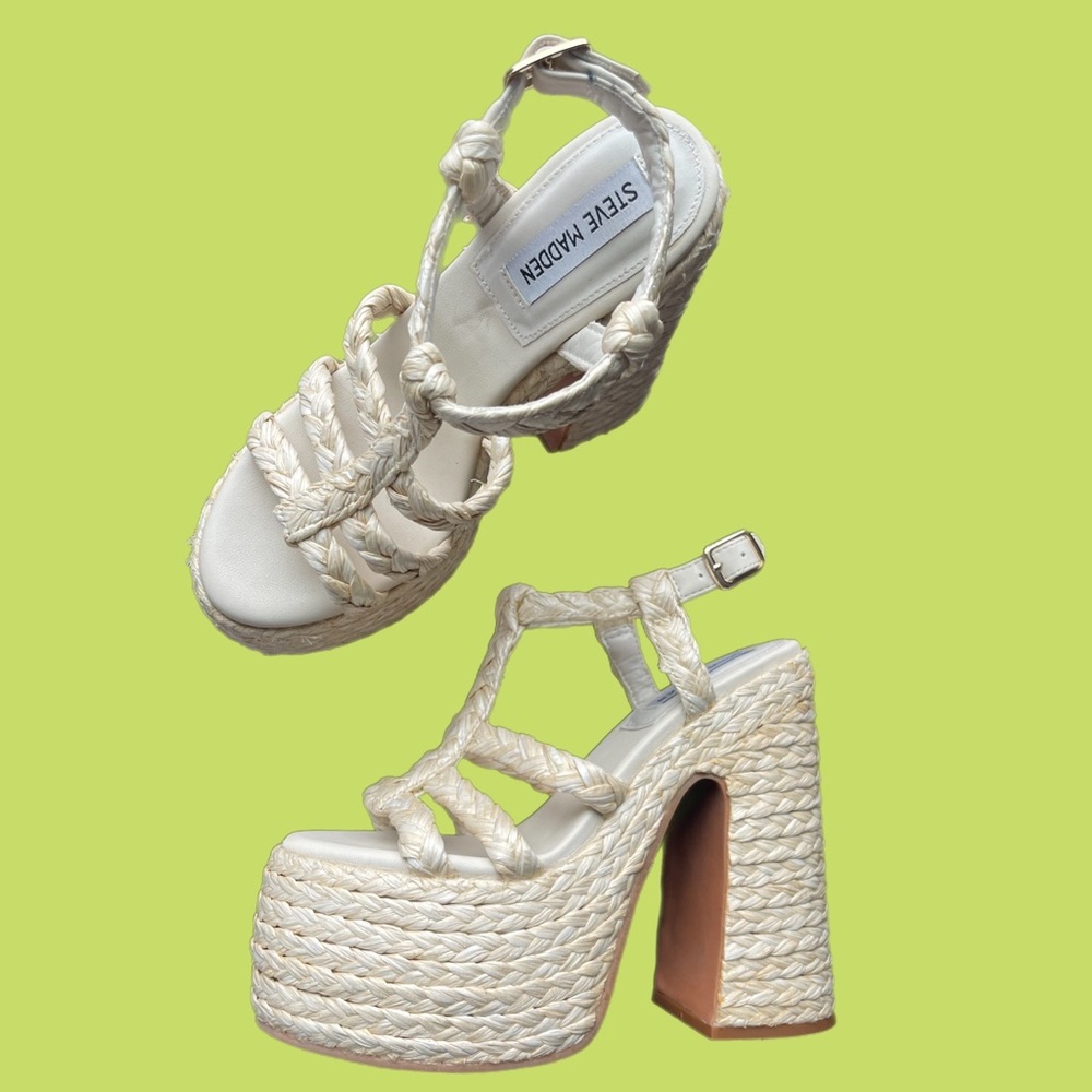 Steve Madden Women's Raffia Braided Platform Sandals